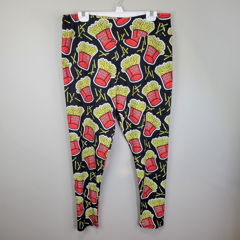 Dren Designs Fries Before Guys Polyester‎ Spandex Ankle Leggings Extended Plus